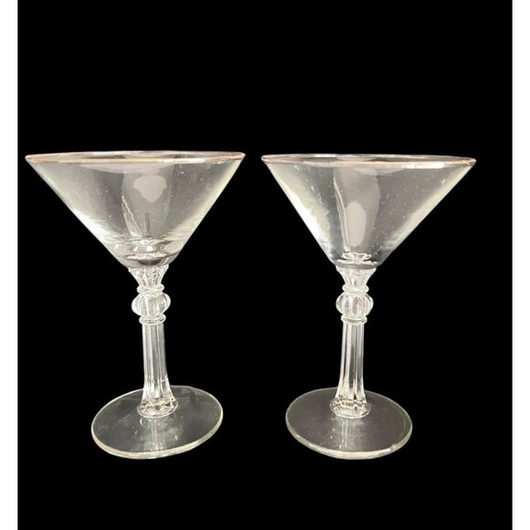 Libbey Rock Sharpe Martini Cocktail 6” Glass Drinkware Barware Gold Rimmed - Picture 1 of 8